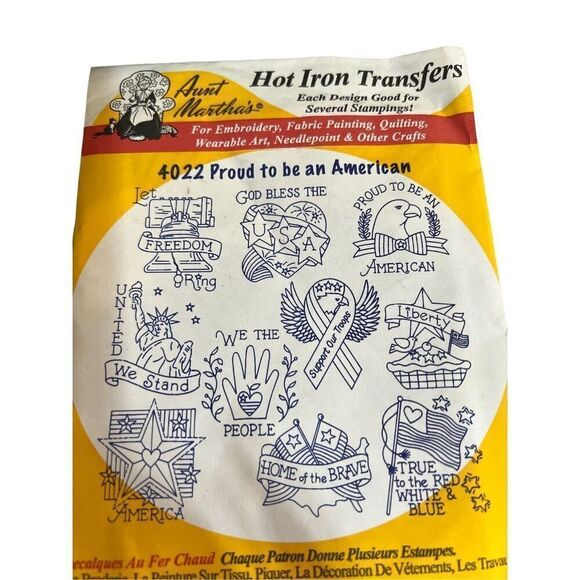Aunt Marthas Hot Iron Transfers Proud To Be An American Embroidery Vintage 4022 - Picture 2 of 5